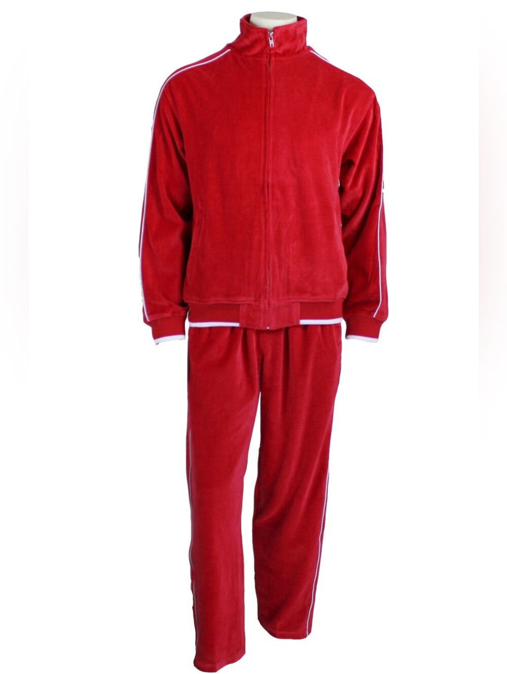 Sweatsedo Velour Track Suit Cherry Red Zipper Men's Large 2 Piece Matching Set
